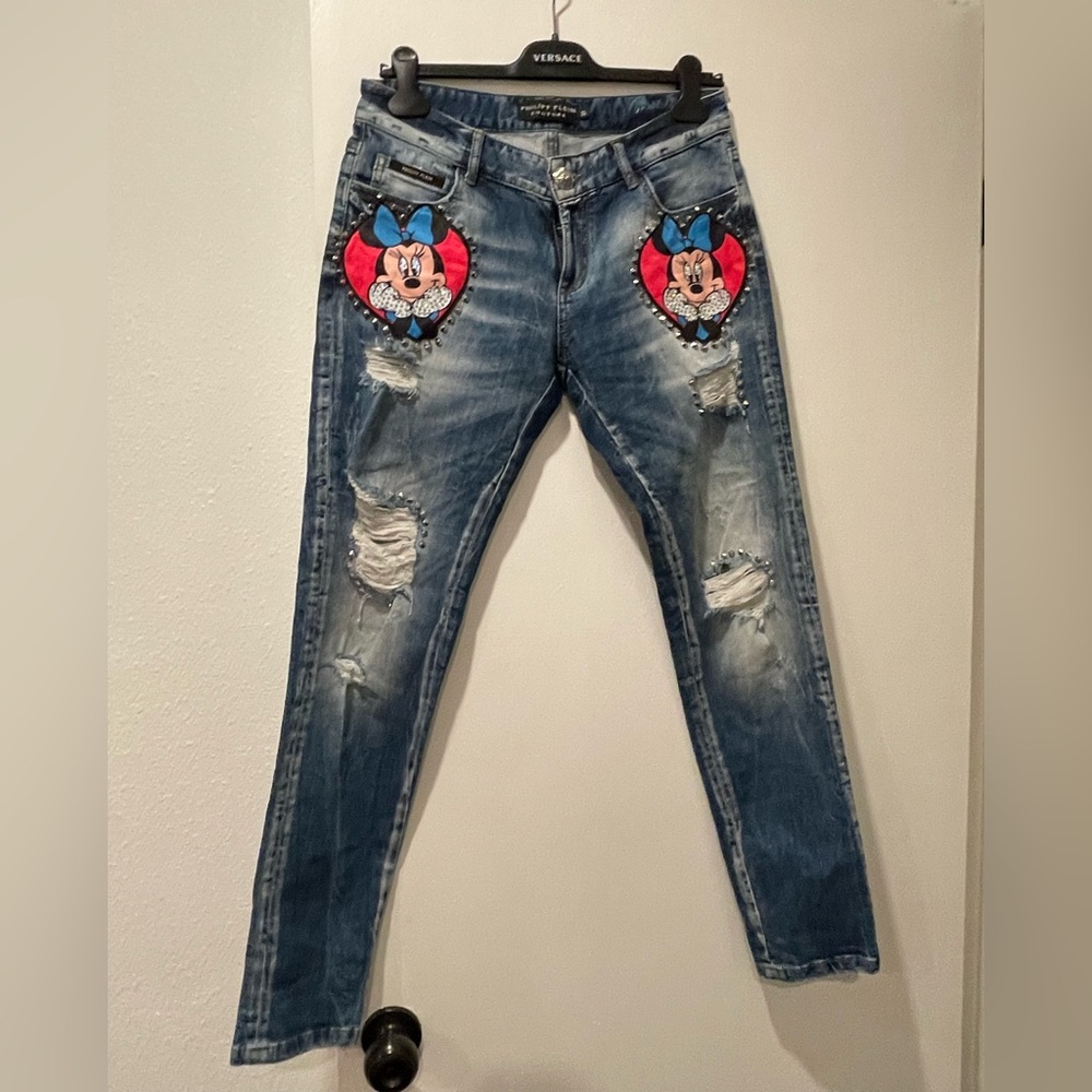 Phillipp Ppein Blue Distressed Women Jeans